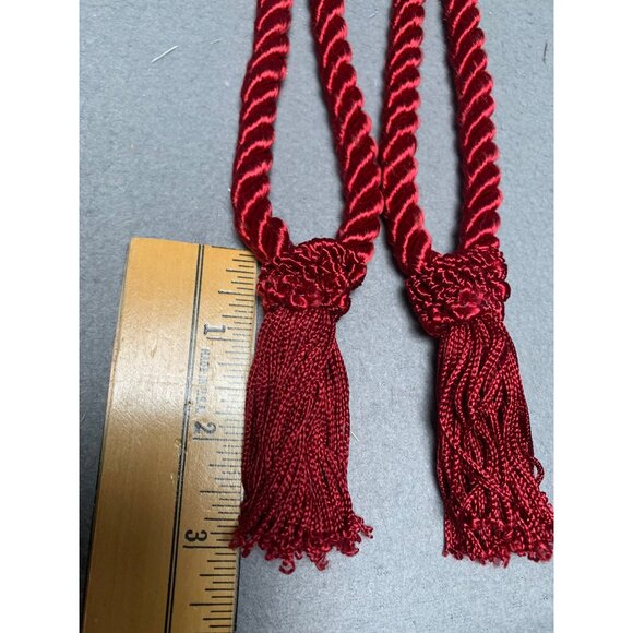 Set Of 4 Red Twisted Curtain Tie Backs with Tassels 12" Long Set of 2 - Picture 6 of 10